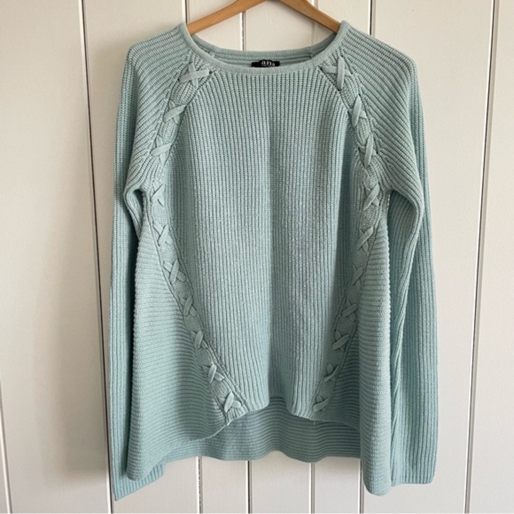 $10 SALE Pastel Crew Neck Sweater Textured Knit Crisscross Detail Women’s Top